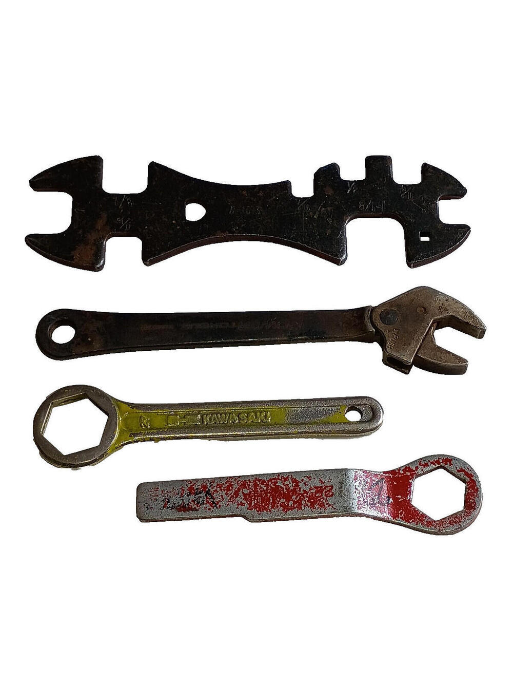 Vintage Lot of 4 Wrenches Yamaha Kawasaki Multi-Tool Motorcycle Adjustable Bike